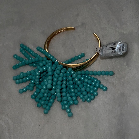 NWT turquoise beaded fringe cuff bracelet Anthropologie - Picture 2 of 5